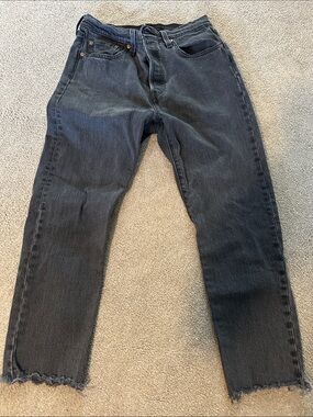 Levi’s black-gray distressed 501 Jeans